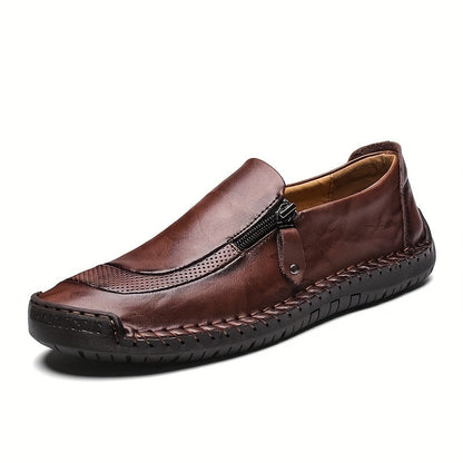 Herr loafers vintage stil slip-on med dragkedja – perfekta för fest och vardag