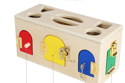 Utbildande form- och låsbox för barn – pedagogisk leksak för problemlösning och motorik
