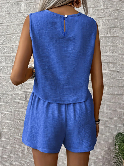 Damset med ärmlös topp och shorts – Elegant och bekväm vardagslook