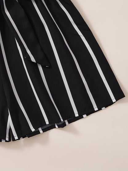 Dam Playsuit Elegant Randig Sommar Kortärmad med Midjeband