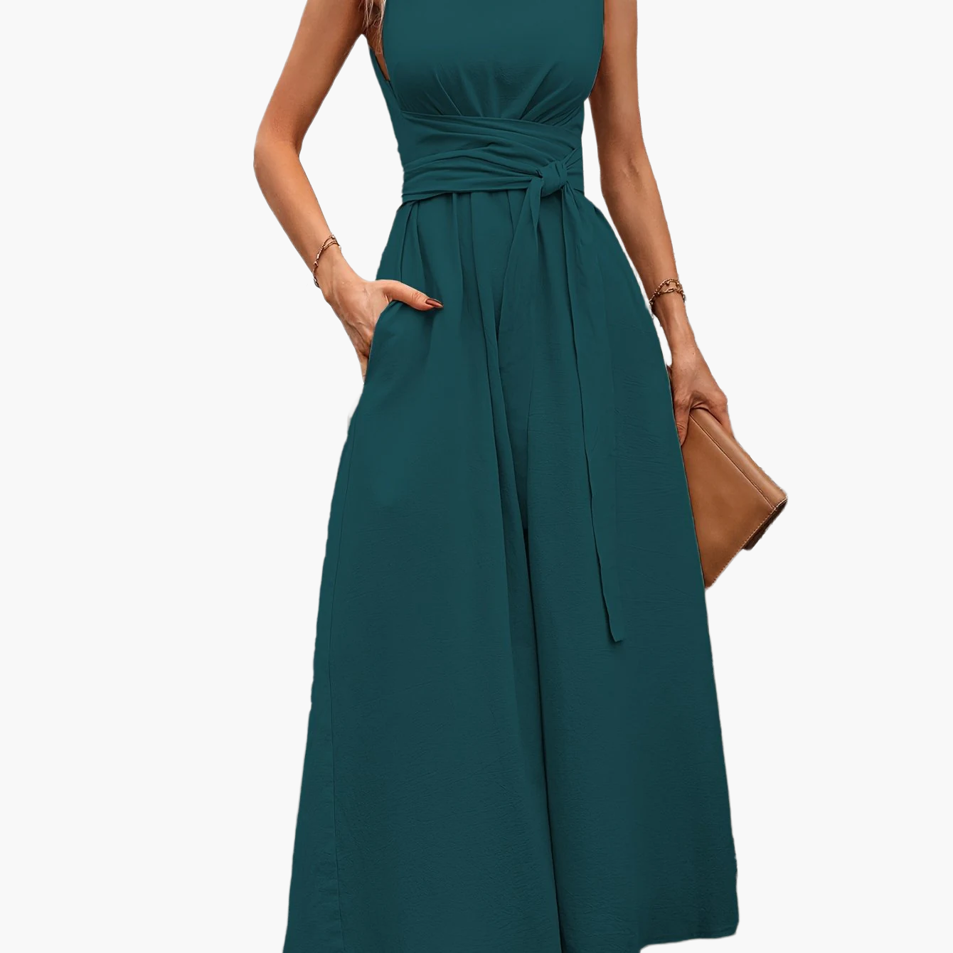 Dam Jumpsuit Elegant Ärmös Vid Benslut Sommar Fest och Vardag