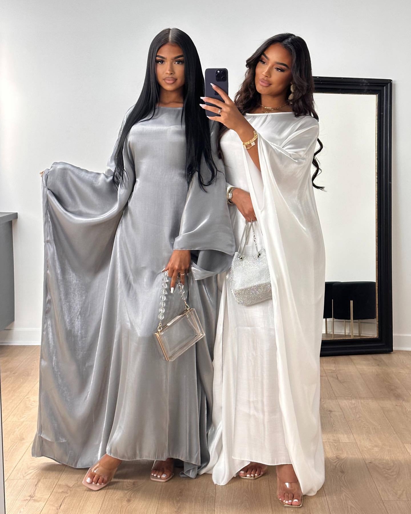 Dam Kaftan Festklänning Elegant Långärmad Lös Passform