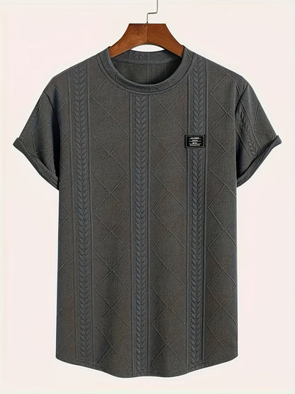 Herr T-shirt med stickad kabelmönster – Modern och avslappnad stil för vardagsbruk