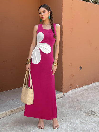 Damklänning med Blommig Utskärning och Somrig Stil – Bodycon, Fest och Semester