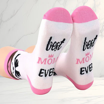 Damstrumpor med roligt budskap – Best Mom Ever presentstrumpor för kvinnor