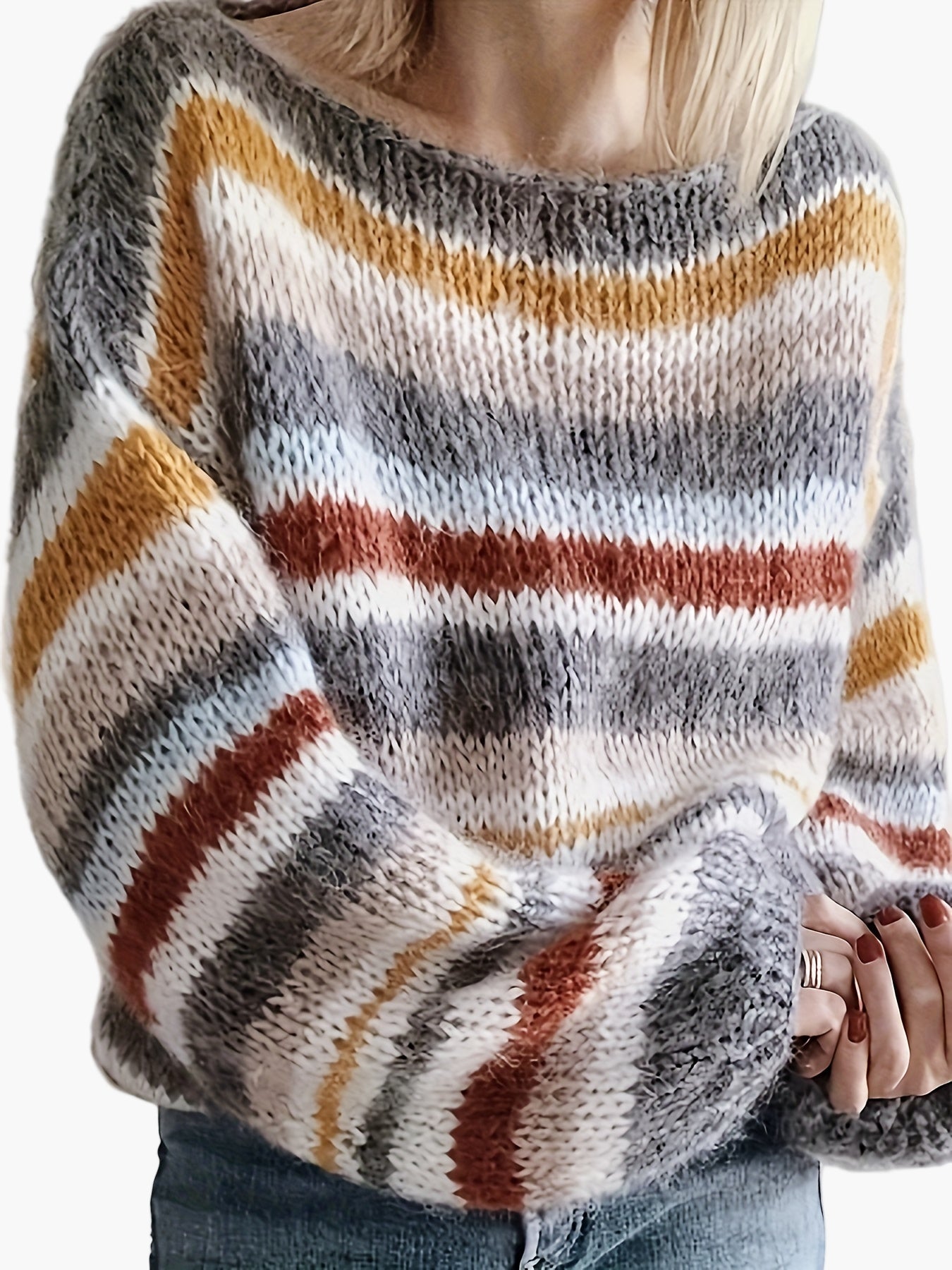 Damtröja i avslappnad stil med breda ränder – Perfekt för höst och vinter, ledig vardagslook