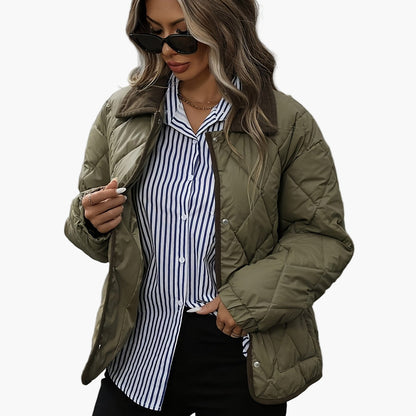 Dam Quilted Vintage Jacka för Vardagsbruk och Höstmode