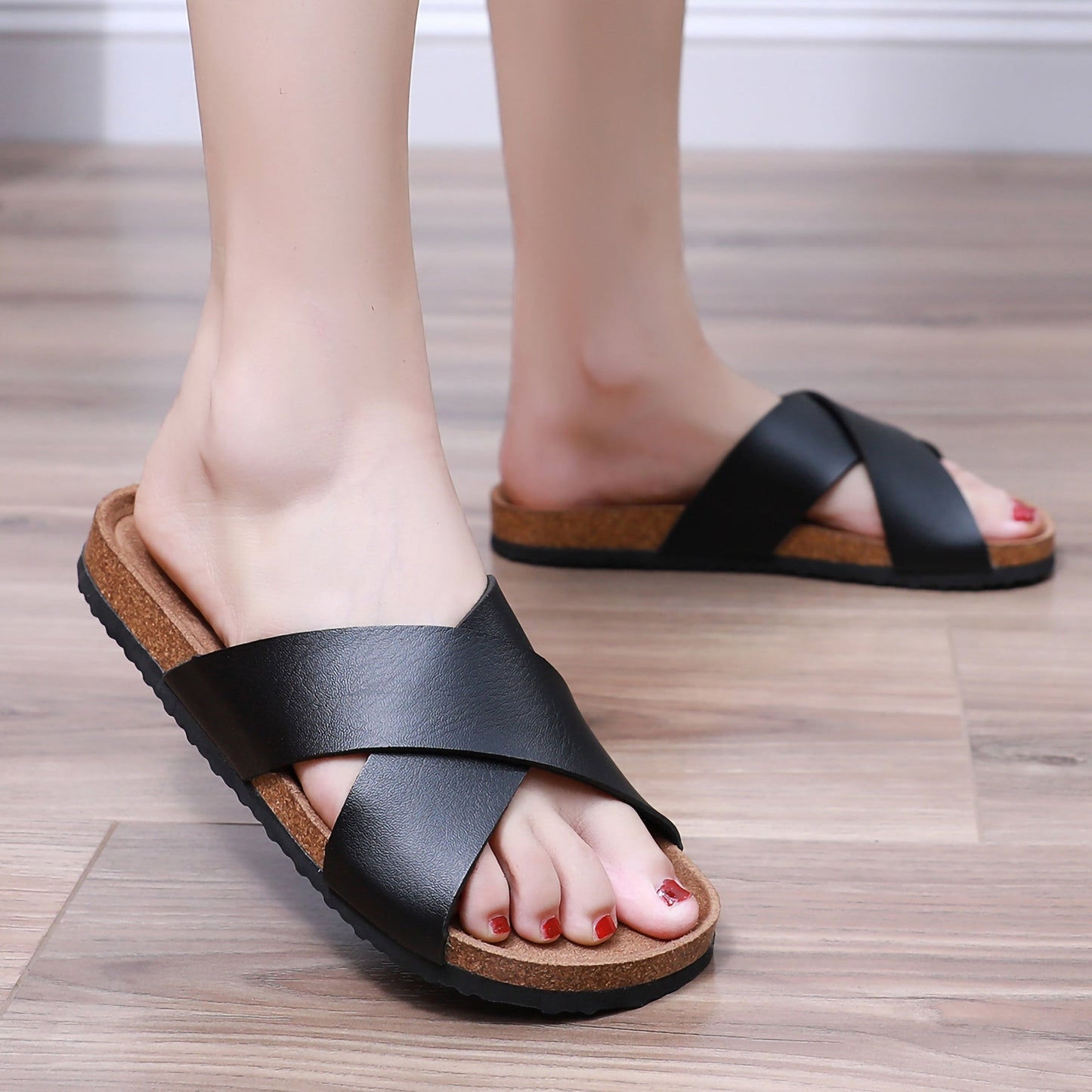 Dam Sandaler Slip-in med Korsad Rem Komfort Vardagsstil