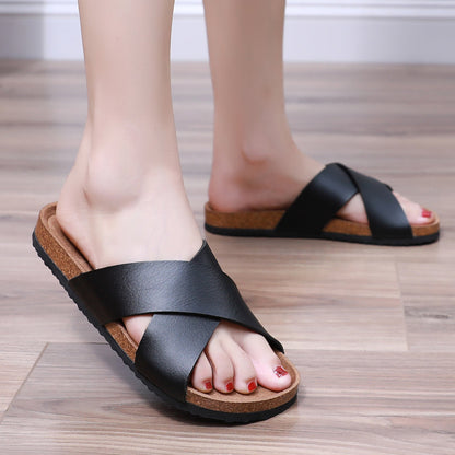 Dam Sandaler Slip-in med Korsad Rem Komfort Vardagsstil