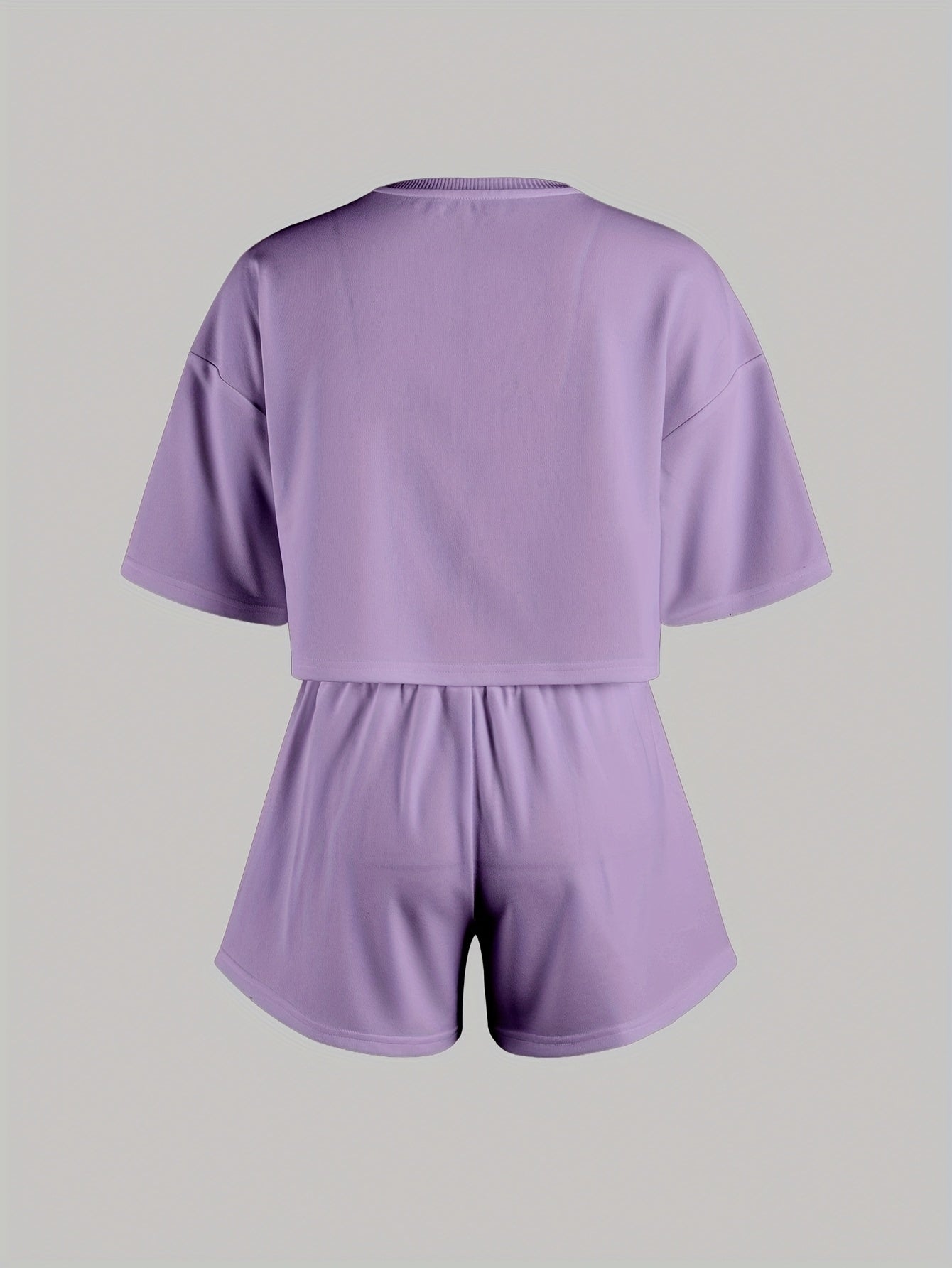 Dam Pyjamaset med Tryckta Hjärtan – Kortärmad Topp och Shorts, Perfekt för Hemma och Sovrum