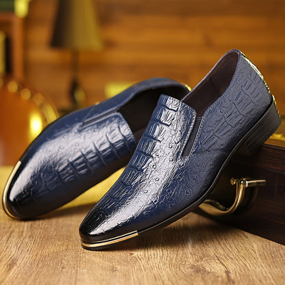 Herr loafers eleganta slip-on skor med krokodilmönster för fest och vardag