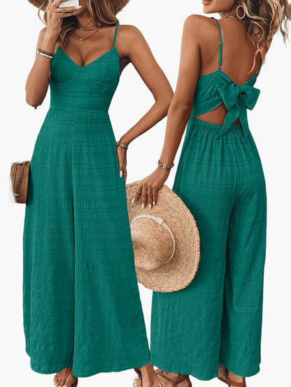 Dam Jumpsuit Elegant Sommardesign med Breda Ben och Smala Axelband – Perfekt för Fester & Avslappnade Tillfällen