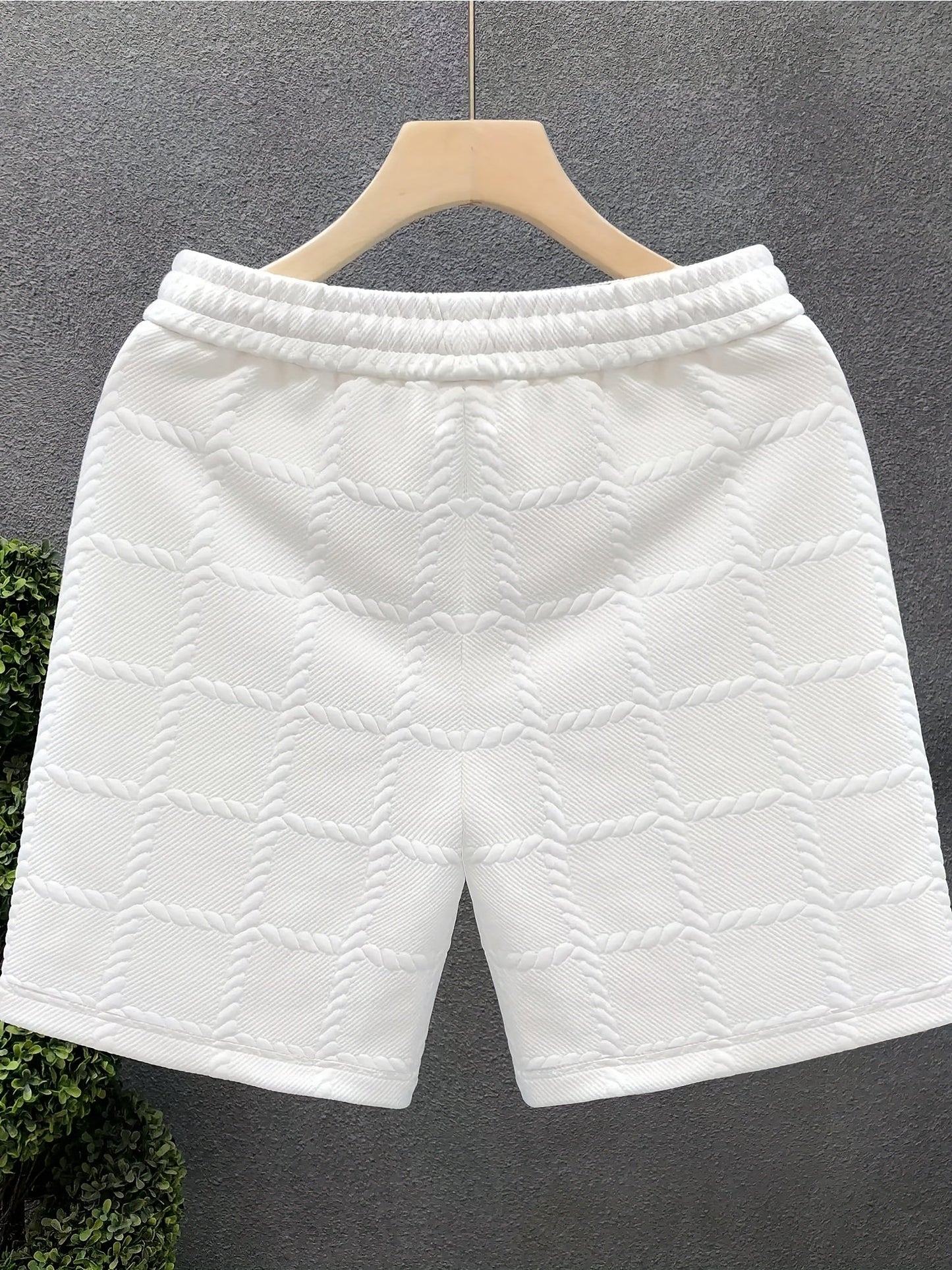 Herrshorts med Präglat Rutmönster – Modern Sportig Stil för Fritid och Träning