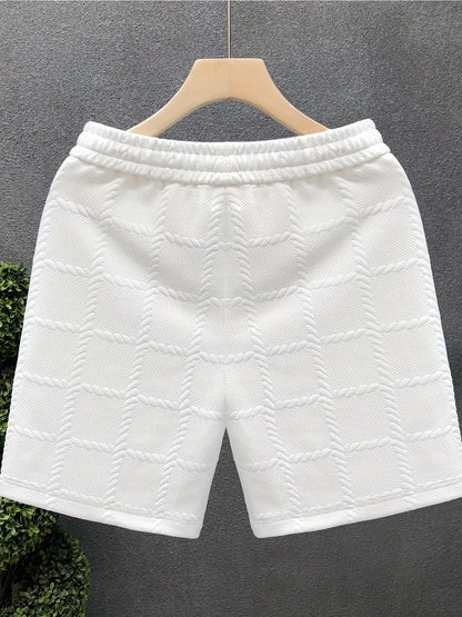 Herrshorts med Präglat Rutmönster – Modern Sportig Stil för Fritid och Träning
