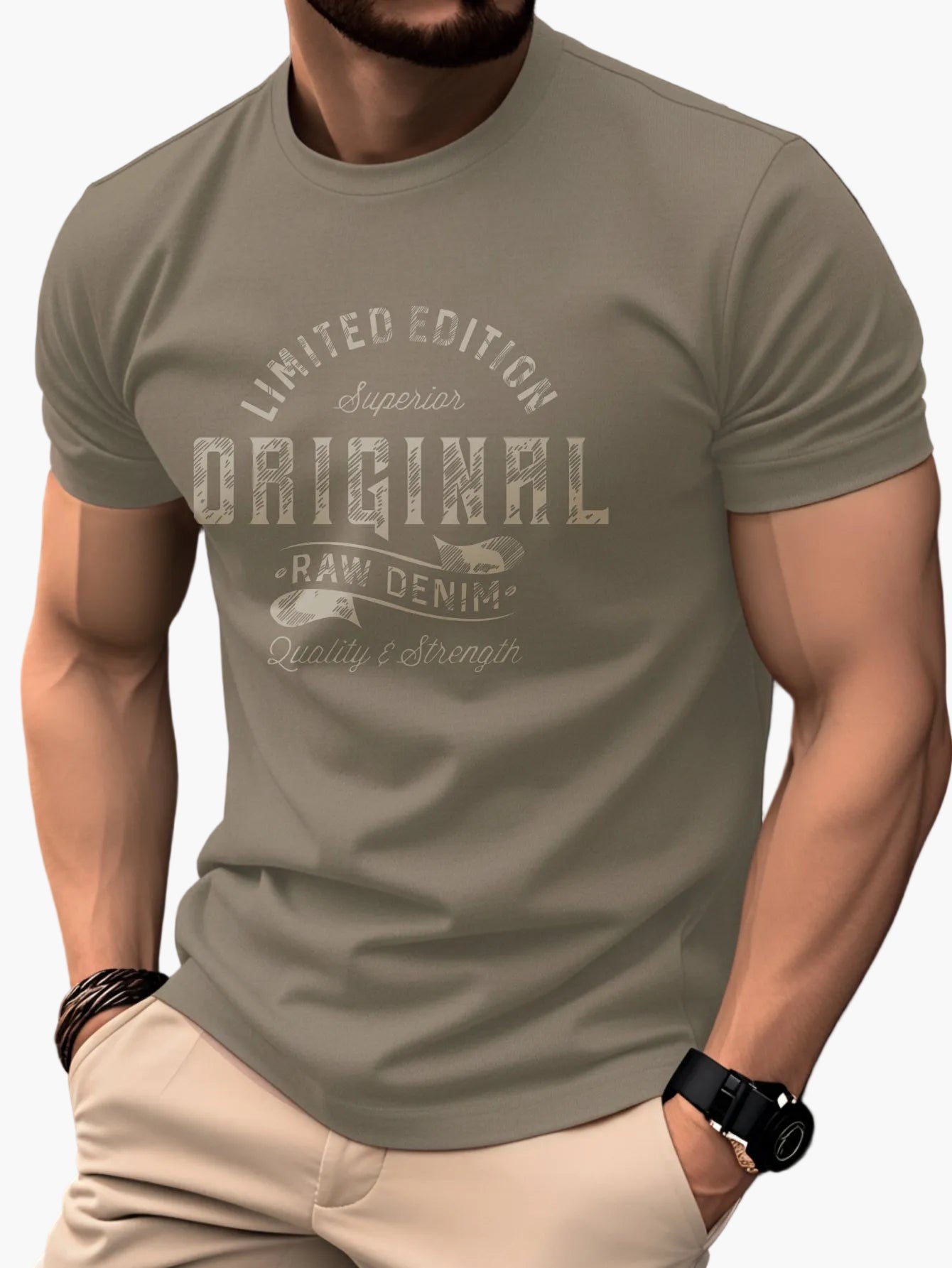 Herr T-shirt med tryck – Klassisk casual stil, grafiskt motiv, perfekt för vardagsbruk