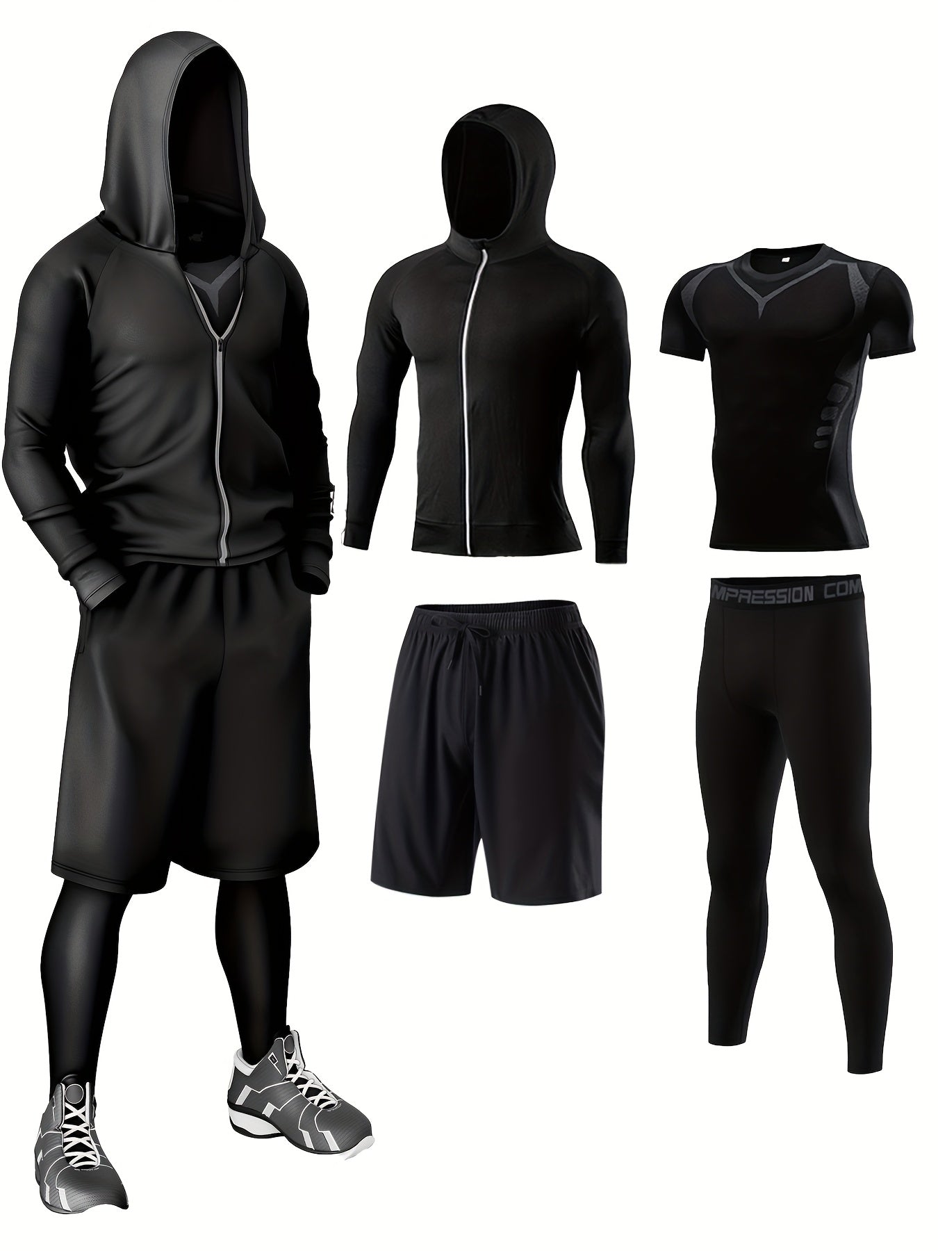 Herr Sportklädesset – Komplett 5-delars Träningsoutfit för Gym & Löpning