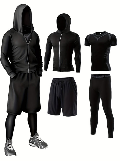 Herr Sportklädesset – Komplett 5-delars Träningsoutfit för Gym & Löpning