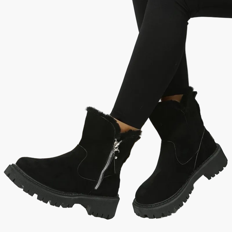 Dam vinterboots med foder och dragkedja – Trendiga och varma vardagskängor