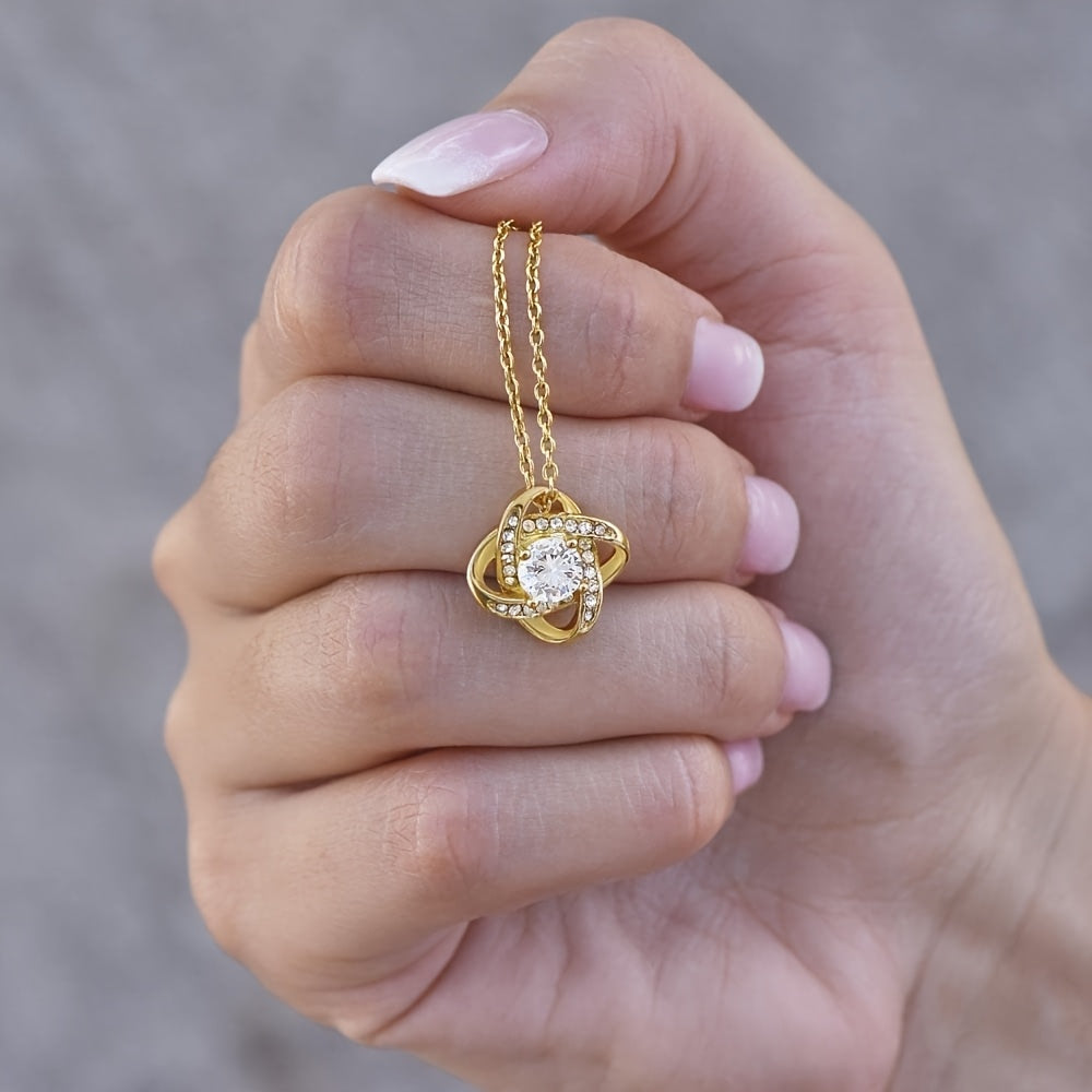 Elegant Smyckeset till Mamma – Halsband med Kärleksknut och Personligt Kort – Perfekt Gåva till Kvinnor på Mors Dag eller Födelsedag