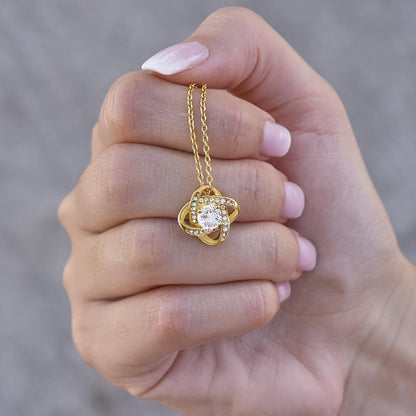 Elegant Smyckeset till Mamma – Halsband med Kärleksknut och Personligt Kort – Perfekt Gåva till Kvinnor på Mors Dag eller Födelsedag