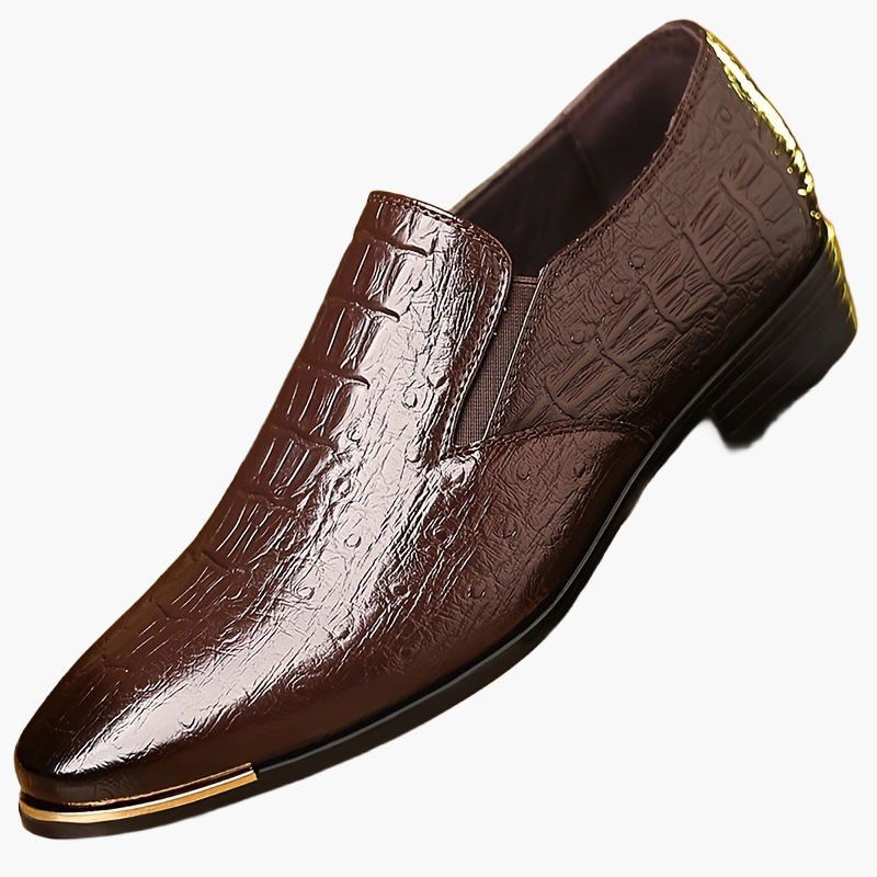 Herr loafers eleganta slip-on skor med krokodilmönster för fest och vardag