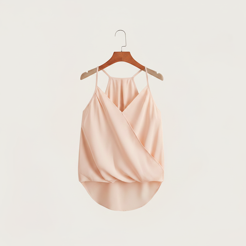 Dam Halterneck Draperad Ärmlös Blus – Trendig och Elegant för Vardag och Fest