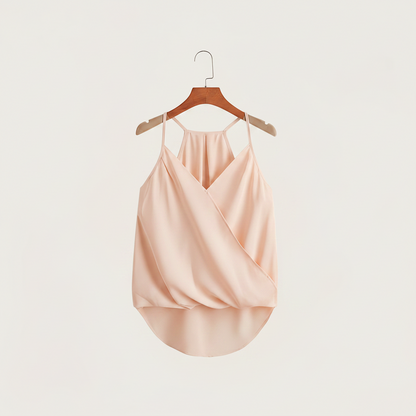 Dam Halterneck Draperad Ärmlös Blus – Trendig och Elegant för Vardag och Fest