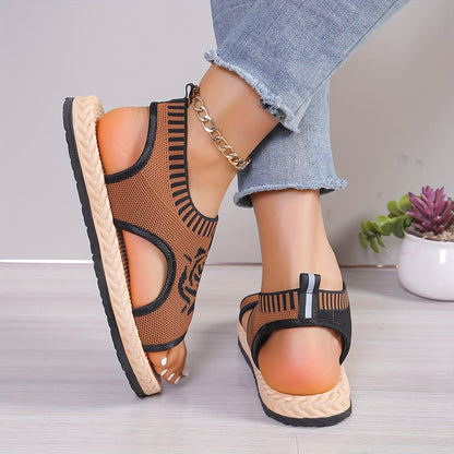 Dam Sandaler med Rosmotiv – Casual Sommarskor med Öppen Tå och Platåsula