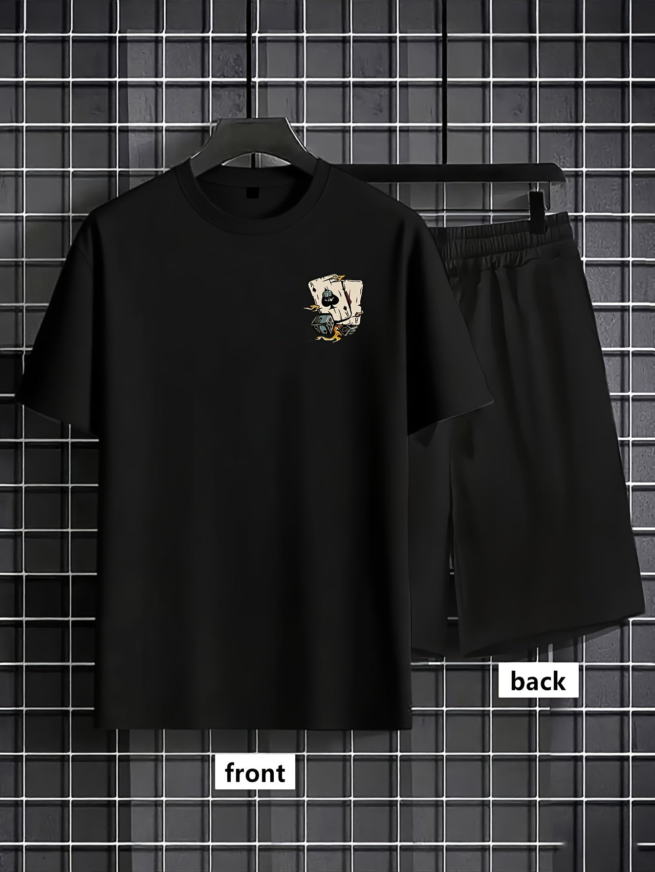 Herr Lounge-Set med Tryck – T-shirt och Shorts för Avslappnad Sommarstil