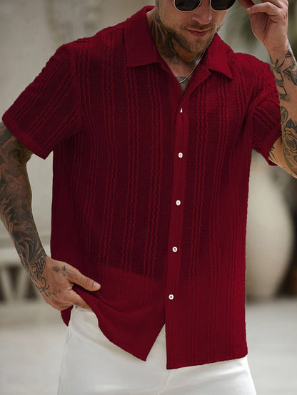 Herr Skjorta Kortärmad Randig Sommar Casual Weekendstil