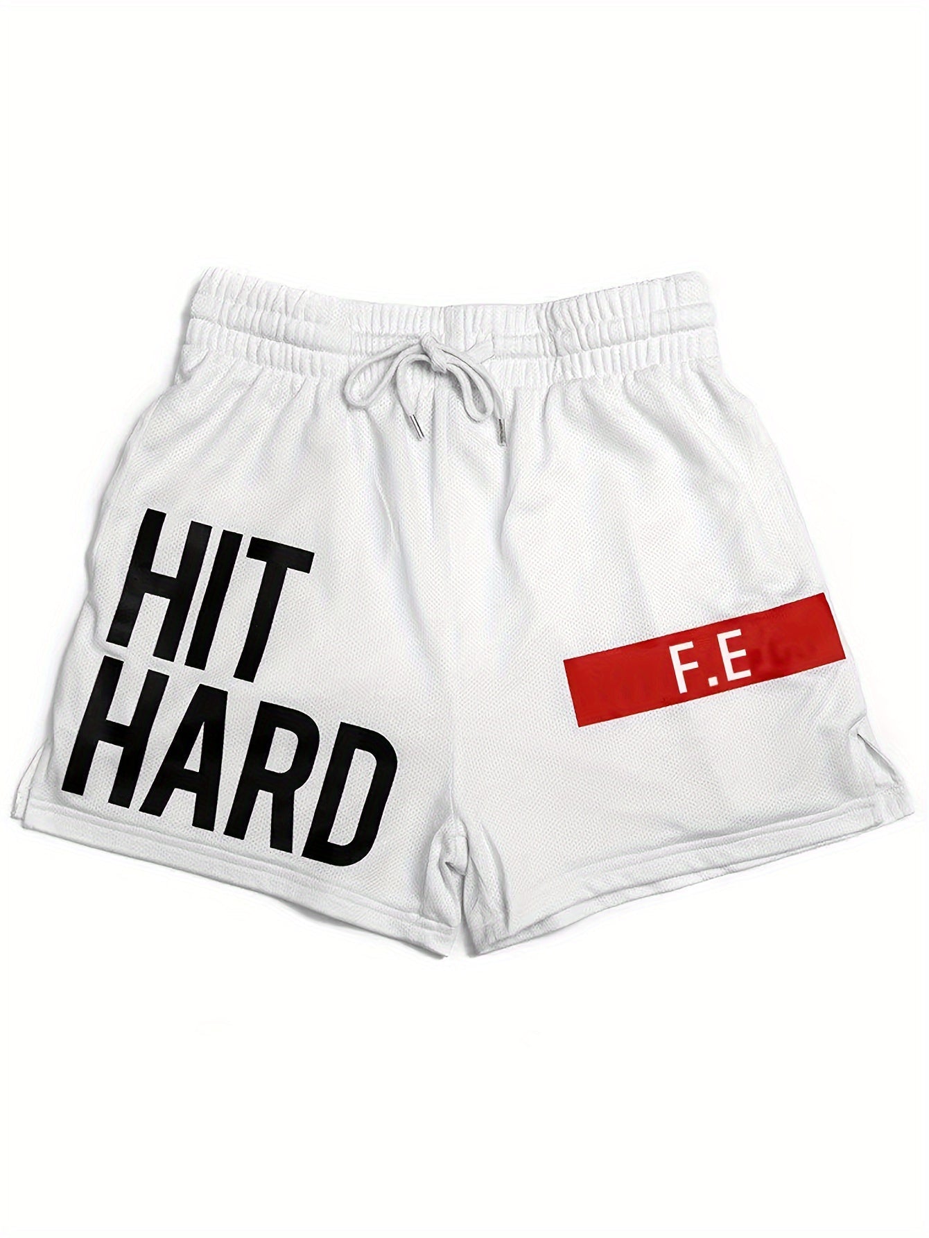 Herrar Sportiga Basketshorts med Texttryck "HIT HARD" – Trendiga Shorts för Träning och Aktiv Livsstil