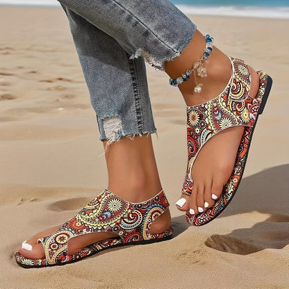 Dam Sandaler Boho Mönstrade Strand- och Sommarskor med Tribal Design