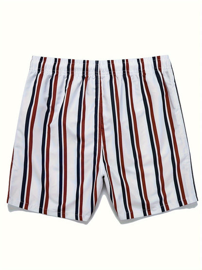 Herr Badshorts Randiga Lössittande – Perfekta för Strand och Pool, Fritidsstil
