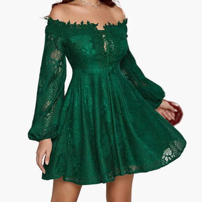 Dam Off Shoulder Elegant Klänning med Utsvängd Silhuett för Fest och Kväll