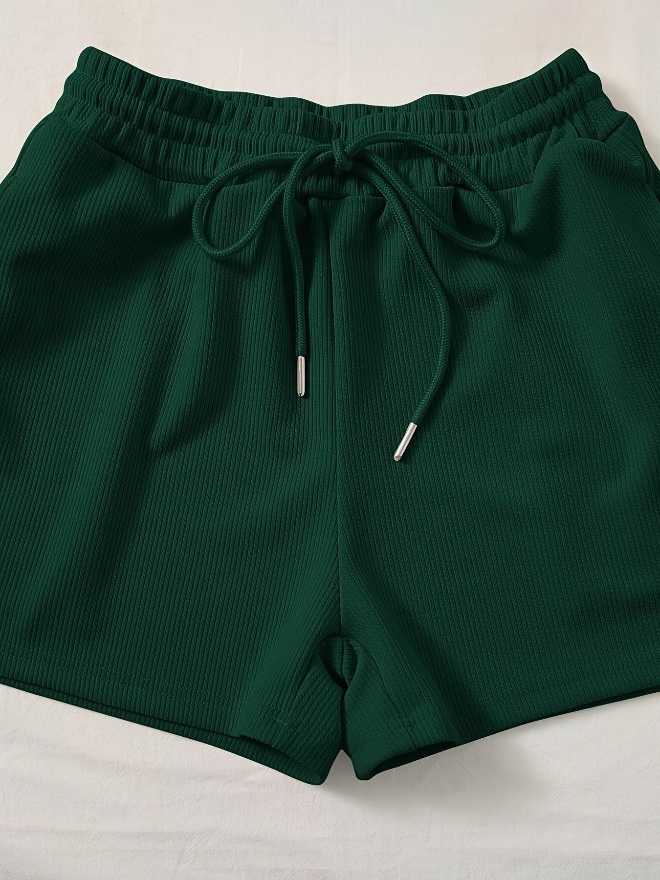 Dam Lounge Set – Ribbat Crop Top och Shorts för Vardagsbruk och Fritid