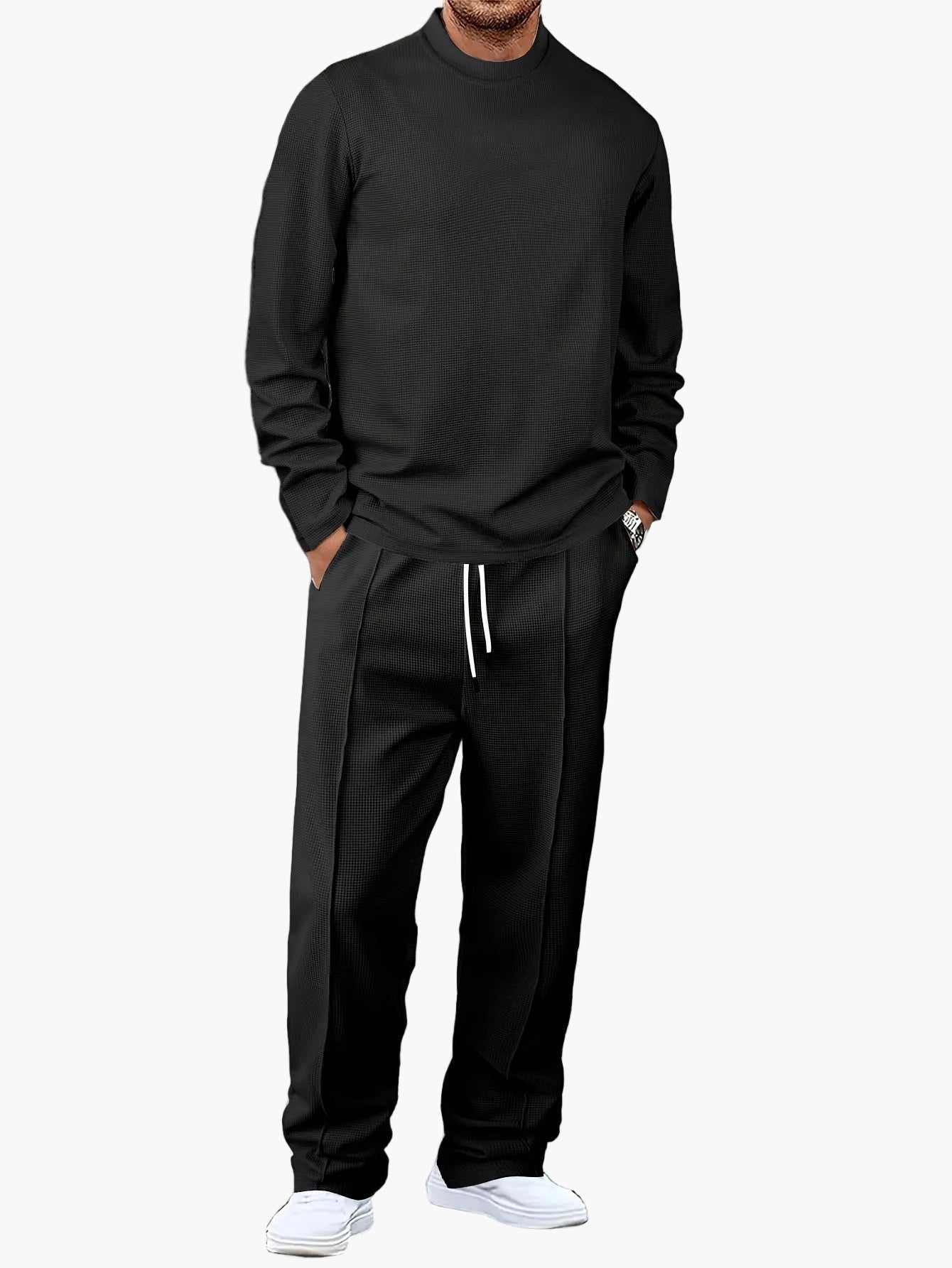 Herrarnas avslappnade tracksuit med lång ärm – perfekt för vardag och sport