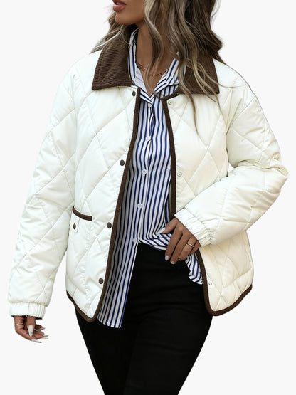 Dam Quilted Vintage Jacka för Vardagsbruk och Höstmode