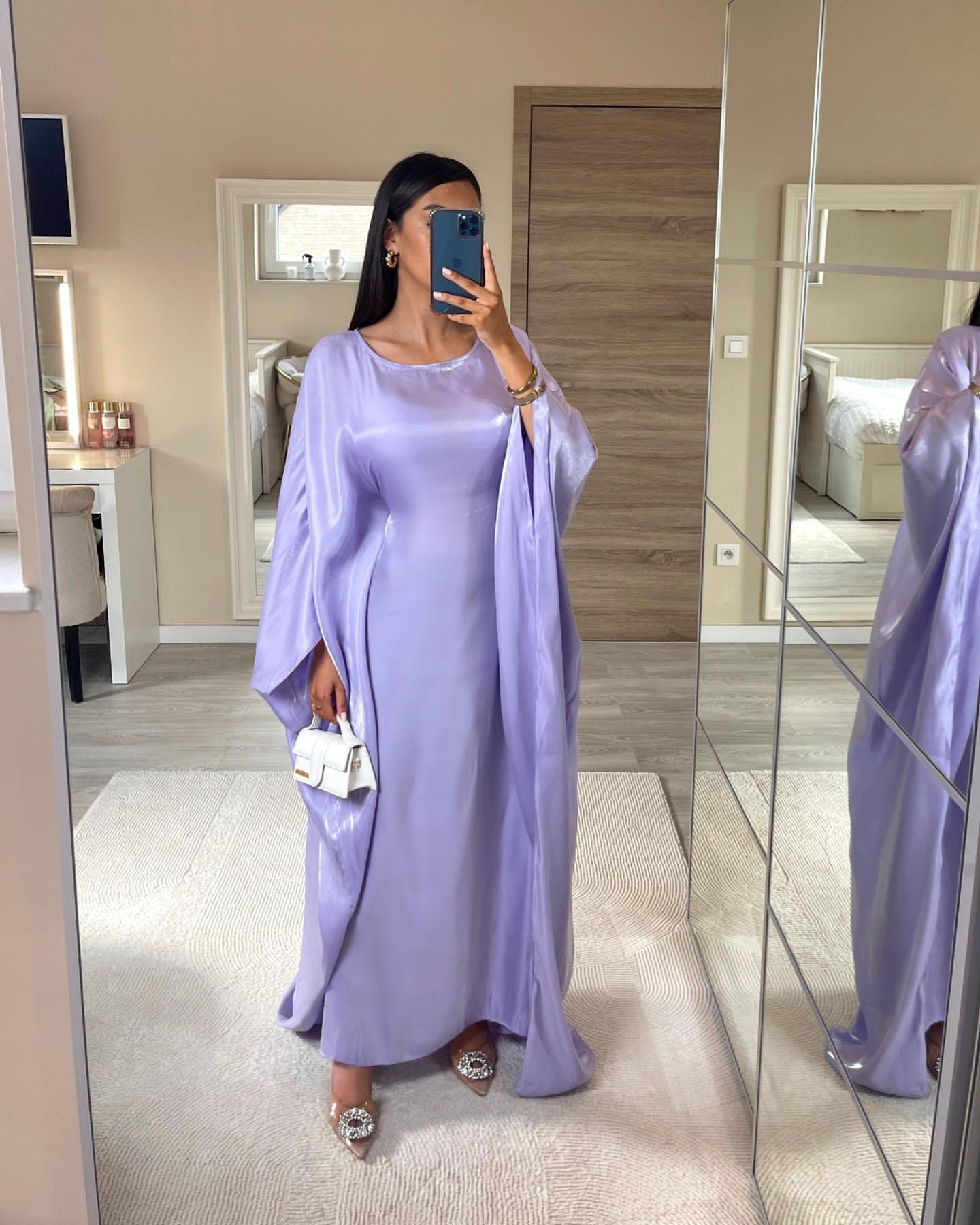 Dam Kaftan Festklänning Elegant Långärmad Lös Passform
