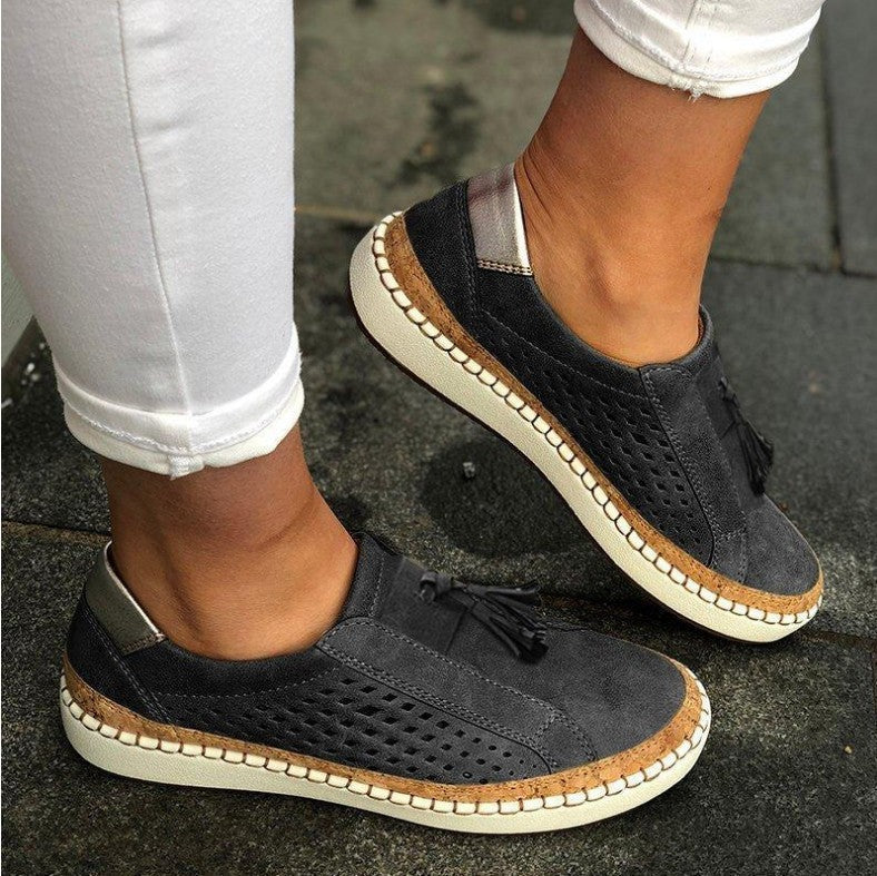 Dam Sneakers Casual Tofsar Låg Klack Bekväma Vardagsskor
