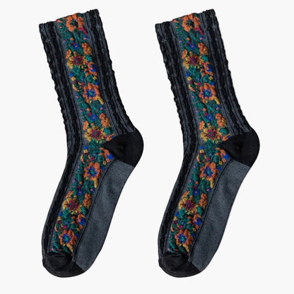 Damsockor med blommigt jacquardmönster för vardagsbruk – Fempack