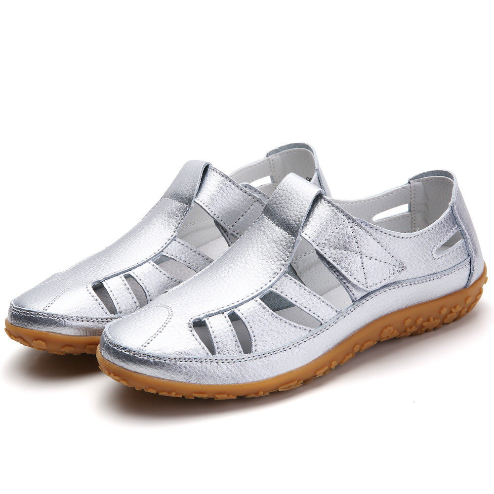 Kate – Sommarhandmade Retro Mjuk Sula Veganläder Velcro Avslappnade Skor