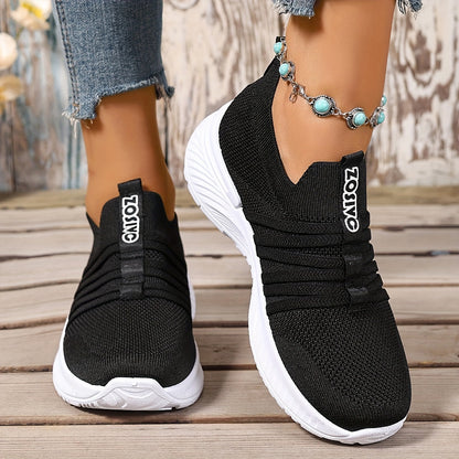 Dam Sneakers Slip-on Sportiga Vardagsskor Låg Modell – Trendig Randig Design
