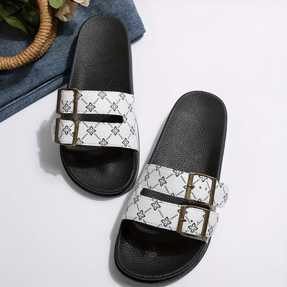 Dam Sandaler Slip-in med Dubbelrem och Spänne – Trendiga Vardags- och Sommartofflor