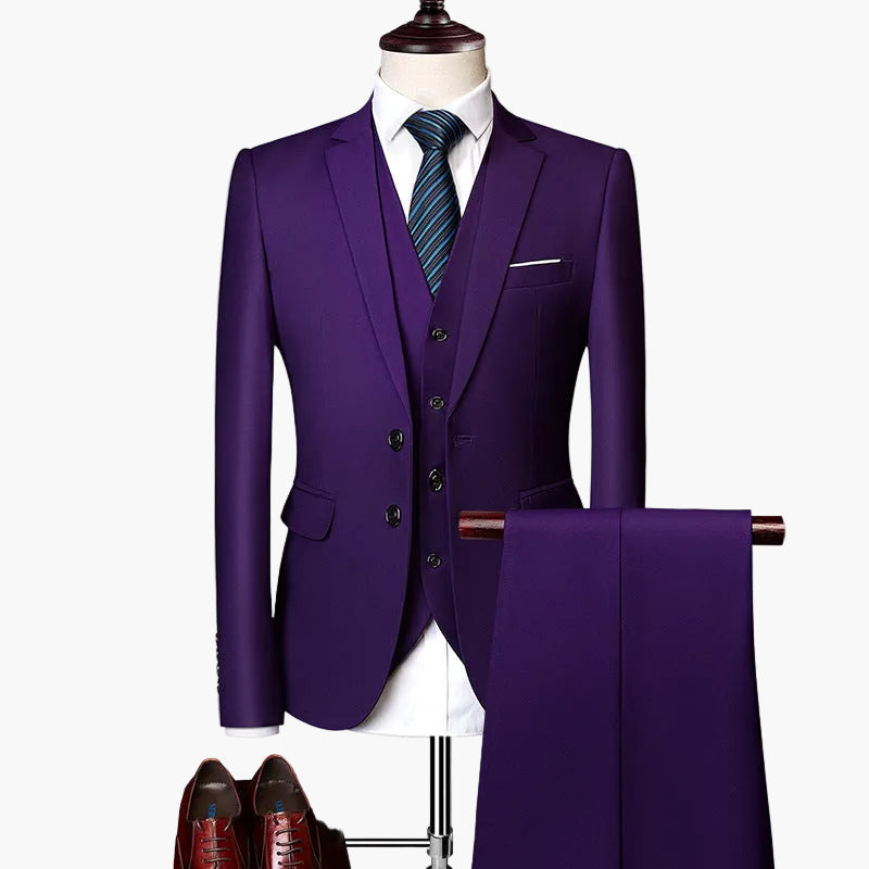 Herr Elegant 3-Delad Kostymset Slim Fit Formell Bröllop & Affär