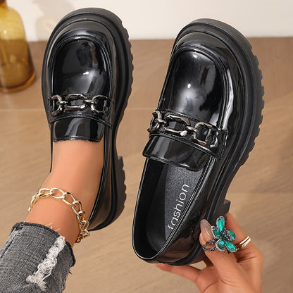 Damloafers med kedjedetalj – Preppy slip-on för vardagsbruk