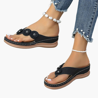 Dam Sandaler med Blommor - Casual Flip Flops för Sommar och Fritid