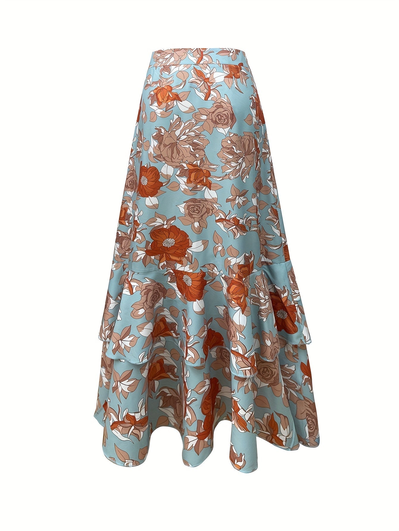 Dam Kjol Maxi Volangblommig Omlott Fest och Vardag Elegant Stil