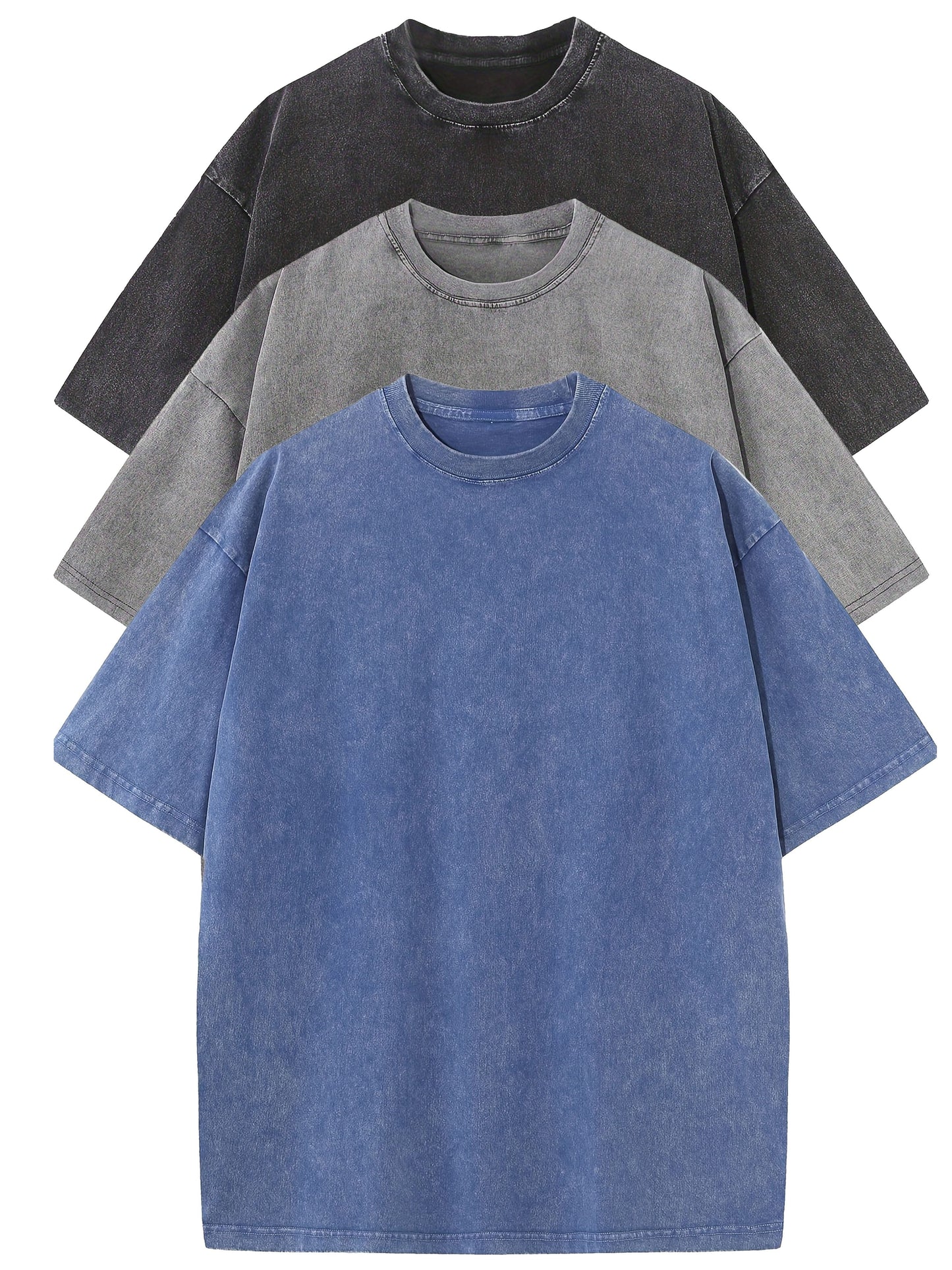 Herr T-shirt Oversize Vintage Look – Avslappnad Stil för Vardag och Fritid