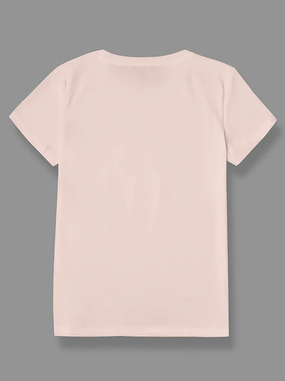 Dam T-shirt med tryck – Avslappnad grafisk stil och humoristiskt budskap – Perfekt för vardagsbruk