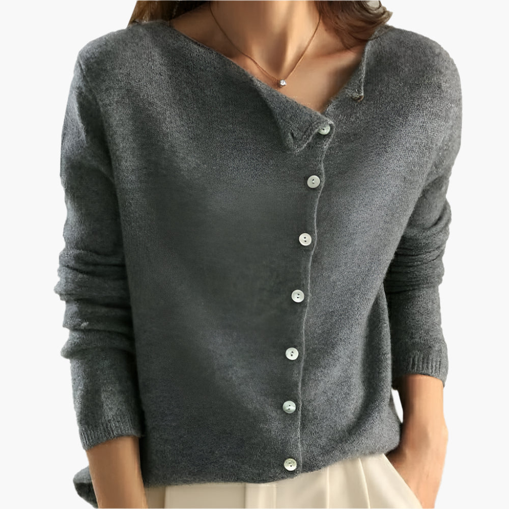Damkofta med asymmetrisk knäppning – Elegant och bekväm cardigan för vardag och fest